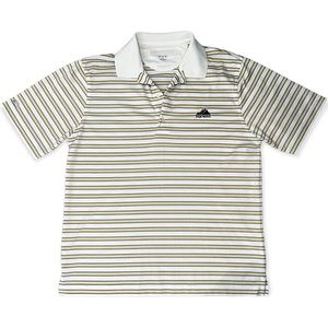 PGA West Gold Striped White and Yellow Short Sleeve Shirt Polo M